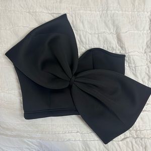 Black Strapless Bow Top
